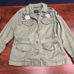 Abercrombie & Fitch Military Jacket Floral Embroidered Size Medium